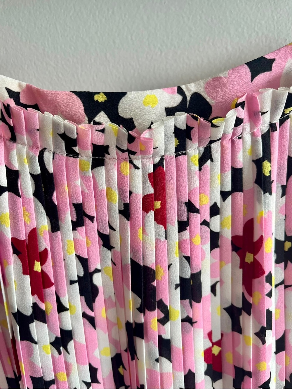 Kenzo Pink, Black, White & Red Floral Pleated Skirt